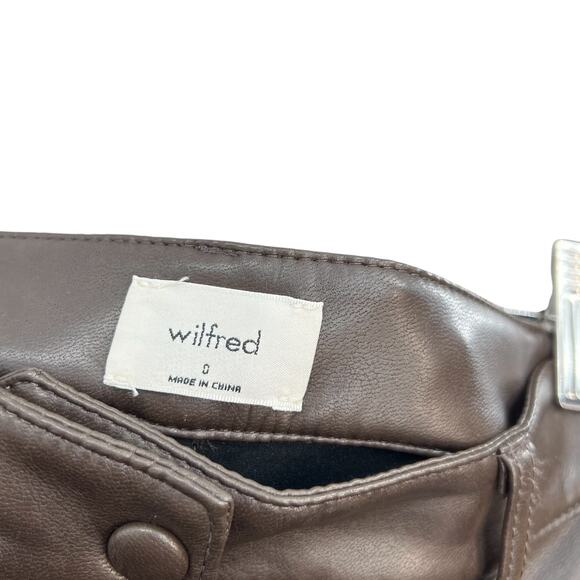 Aritzia Wilfred Rebel Pants Vegan Faux Leather Straight Leg Brown Size 0 - Picture 11 of 13